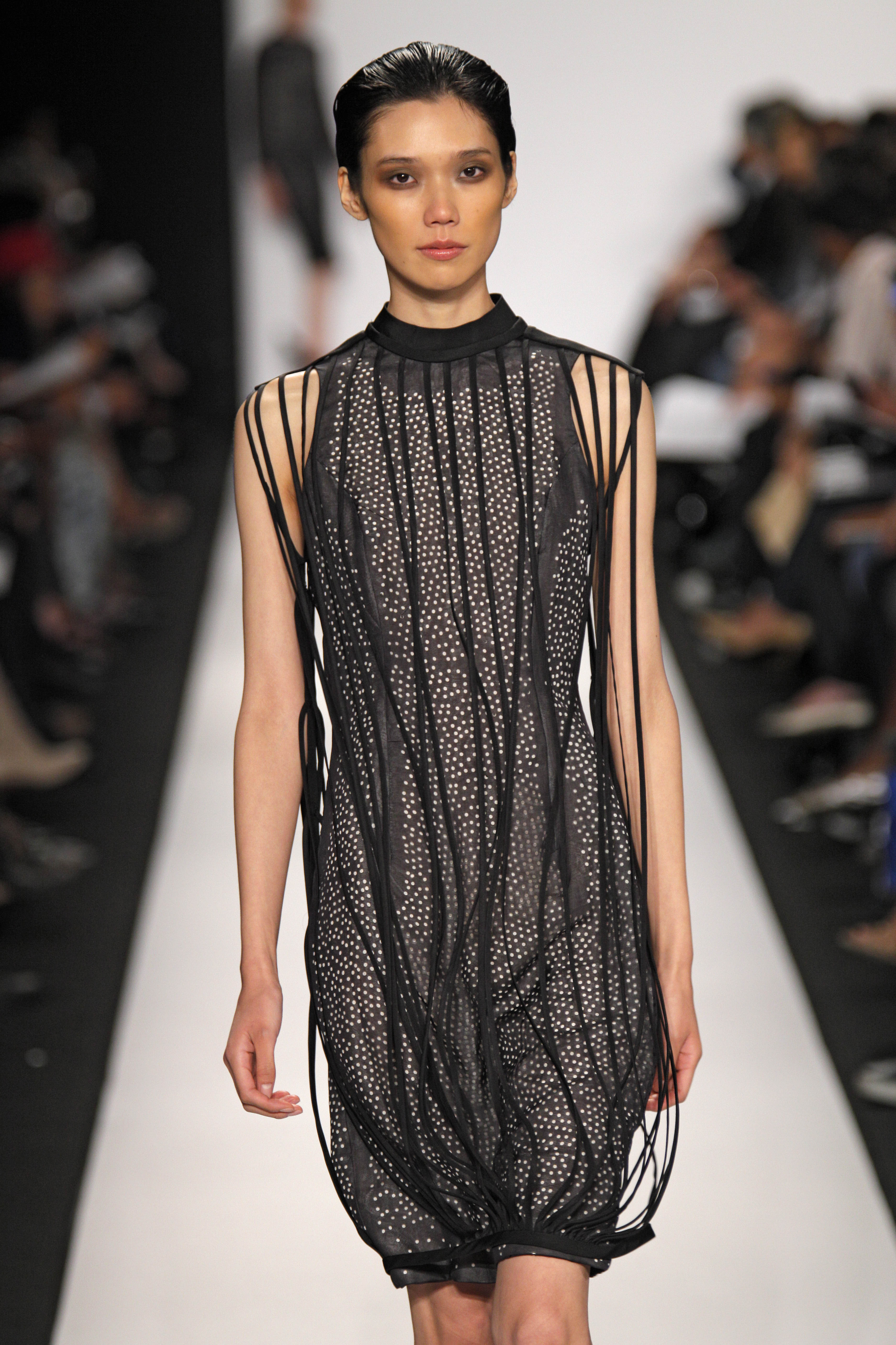 : A look from alumna Camilla Olson’s collection at the School of Fashion’s NYFW show in September 2010. Photo by Getty Photos.