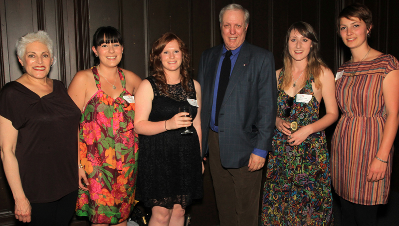 School of Fashion Online Director Ellen Sears, student Sally Spackman, student Liah Roebuck, Hon. Richard Sears, student Hannah Tutton, and student Sophie Littin