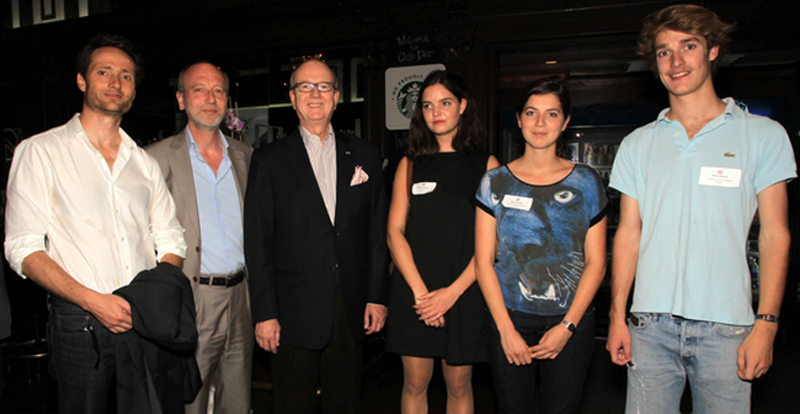 Ivan Bertoux, Denis Bisson, Hon. Thomas E. Horn, student Pauline Giraut, student Marine Gabet, and student Pierre Parent