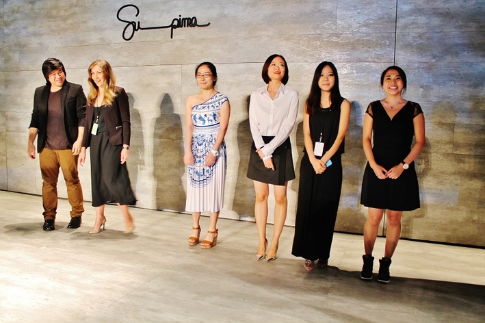 From left to right, finalists David Lee, Fashion Institute of Design and Merchandising; Anastasia Iafrate, Kent State University; Yuxi Bi, Savannah College of Art and Design; Ou Ma, Fashion Institute of Technology; Sharon Moon, Rhode Island School of Design; and Jenny Hoang, Academy Of Art University. 