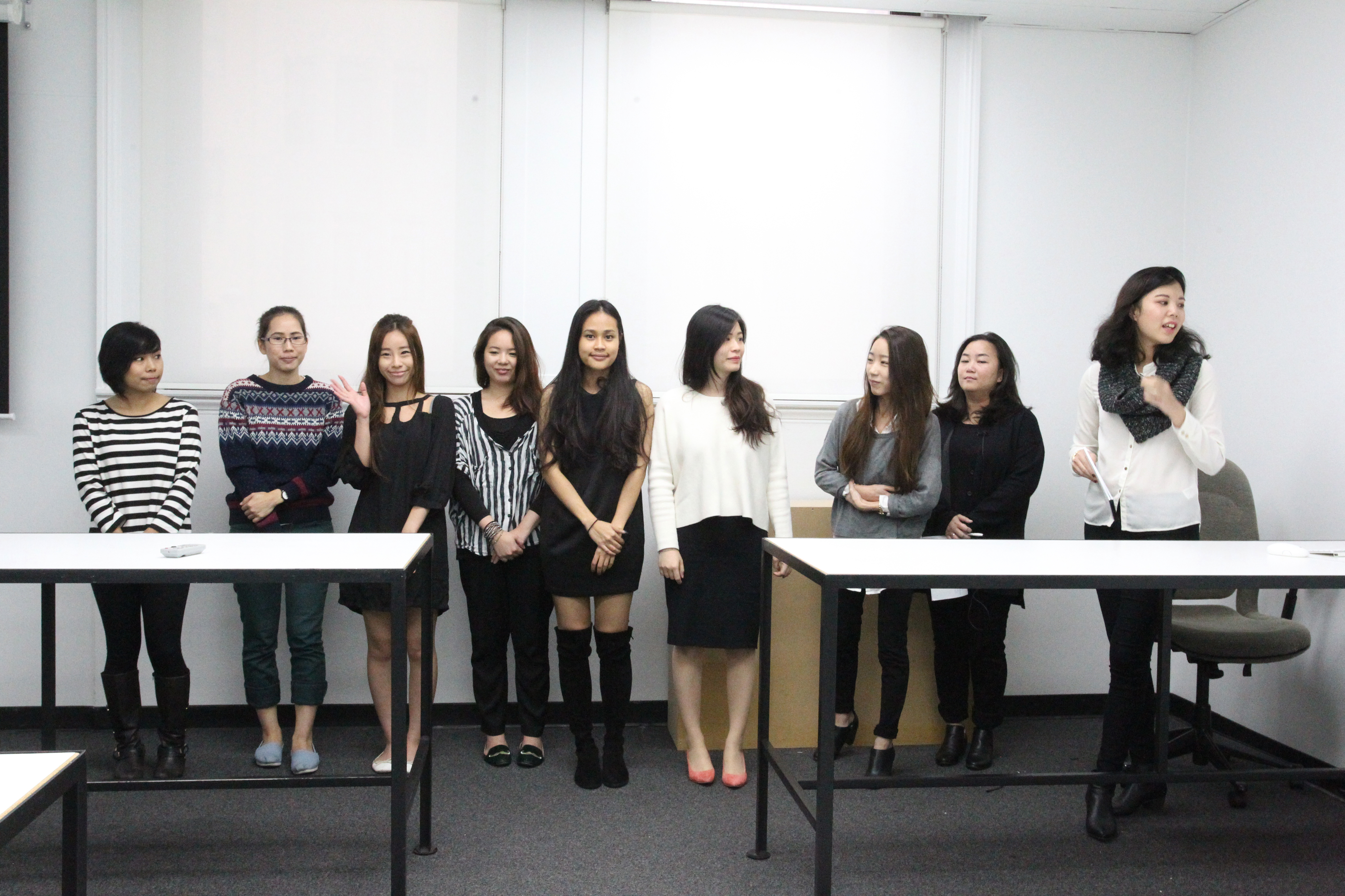 Students present their business plan to the class and Massimo Redaelli; photo by Bob Toy