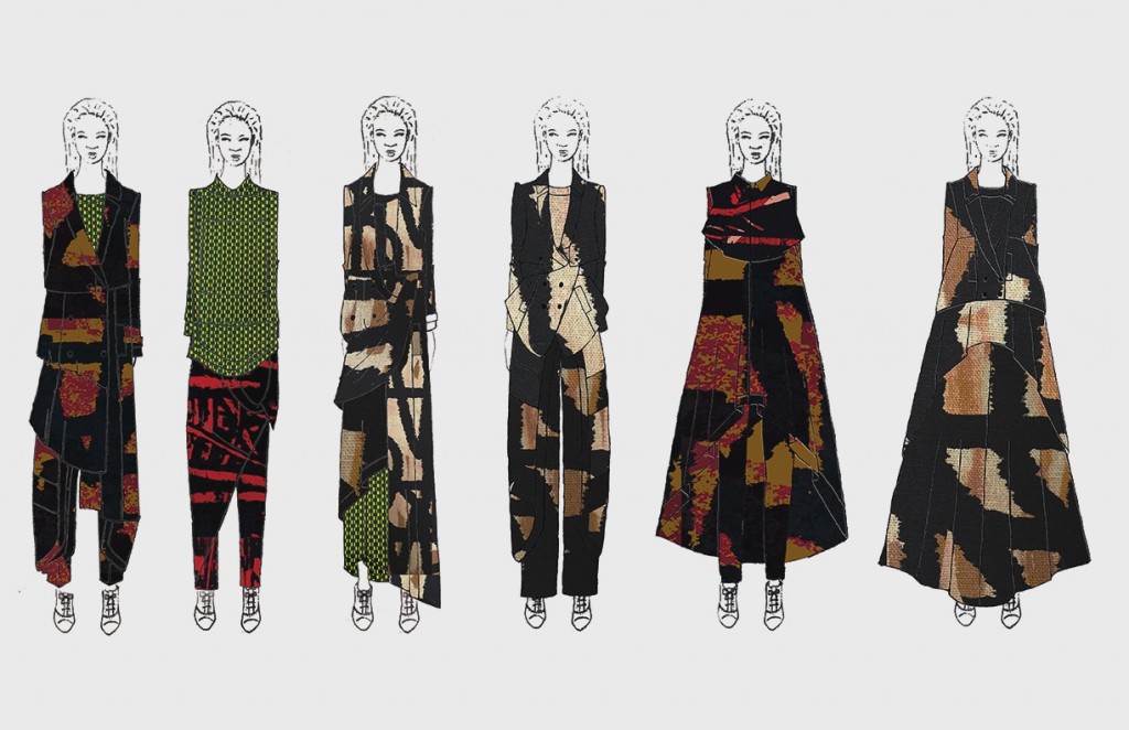 Illustrated lineup of the collection by Emmanuelle Jones and Ghazaleh Khalifeh.