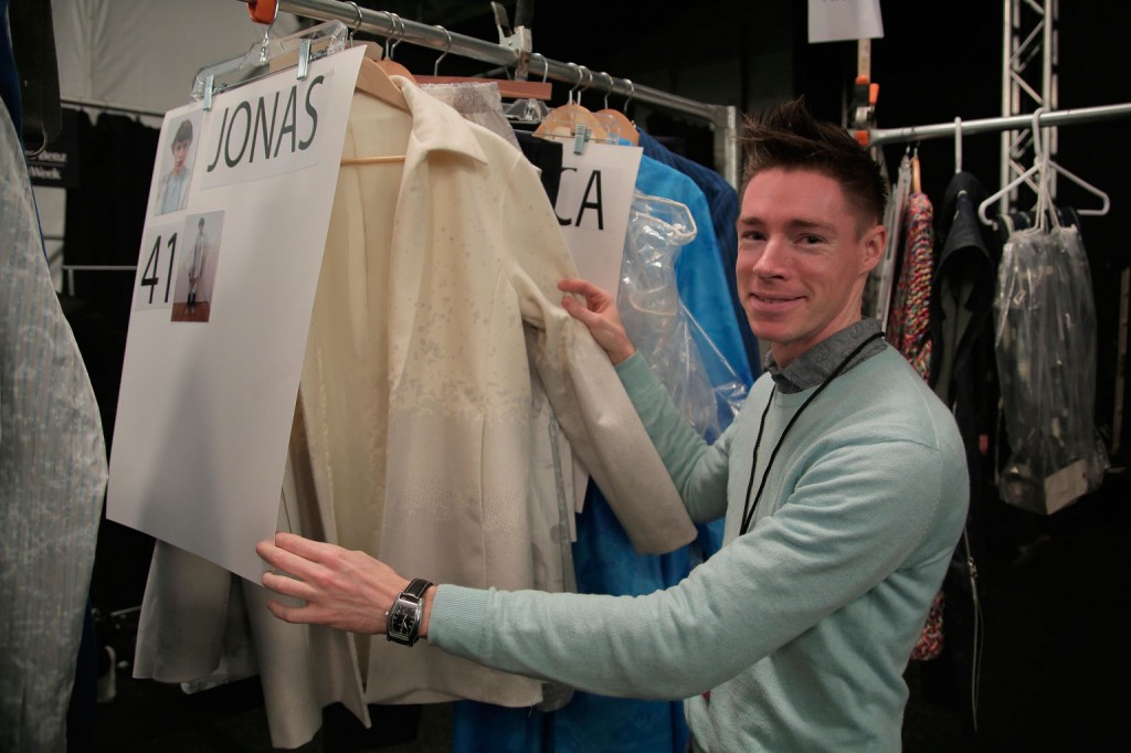 Kevin C. Smith, M.F.A. Fashion Design showing off his collection.   Image: Randy Brooke/Getty Images