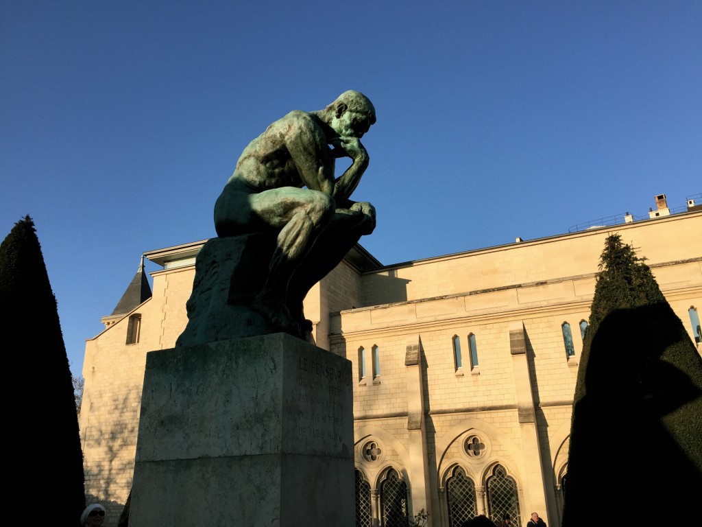 Auguste Rodin's "The Thinker" monument outside the Rodin Museum