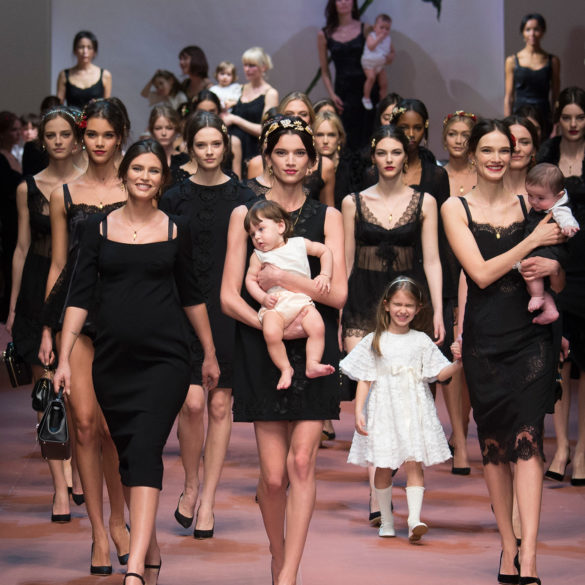 Dozens of models wearing Dolce & Gabbana In an ode to all the mothers around the world