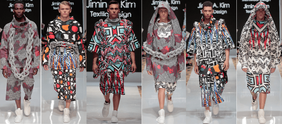 Photo of male models wearing Gyuwon Jeong with Mexican Colombian and South African designs 