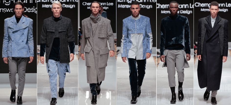 Photo of male models wearing clothing designed by Cherng-Hann Lee