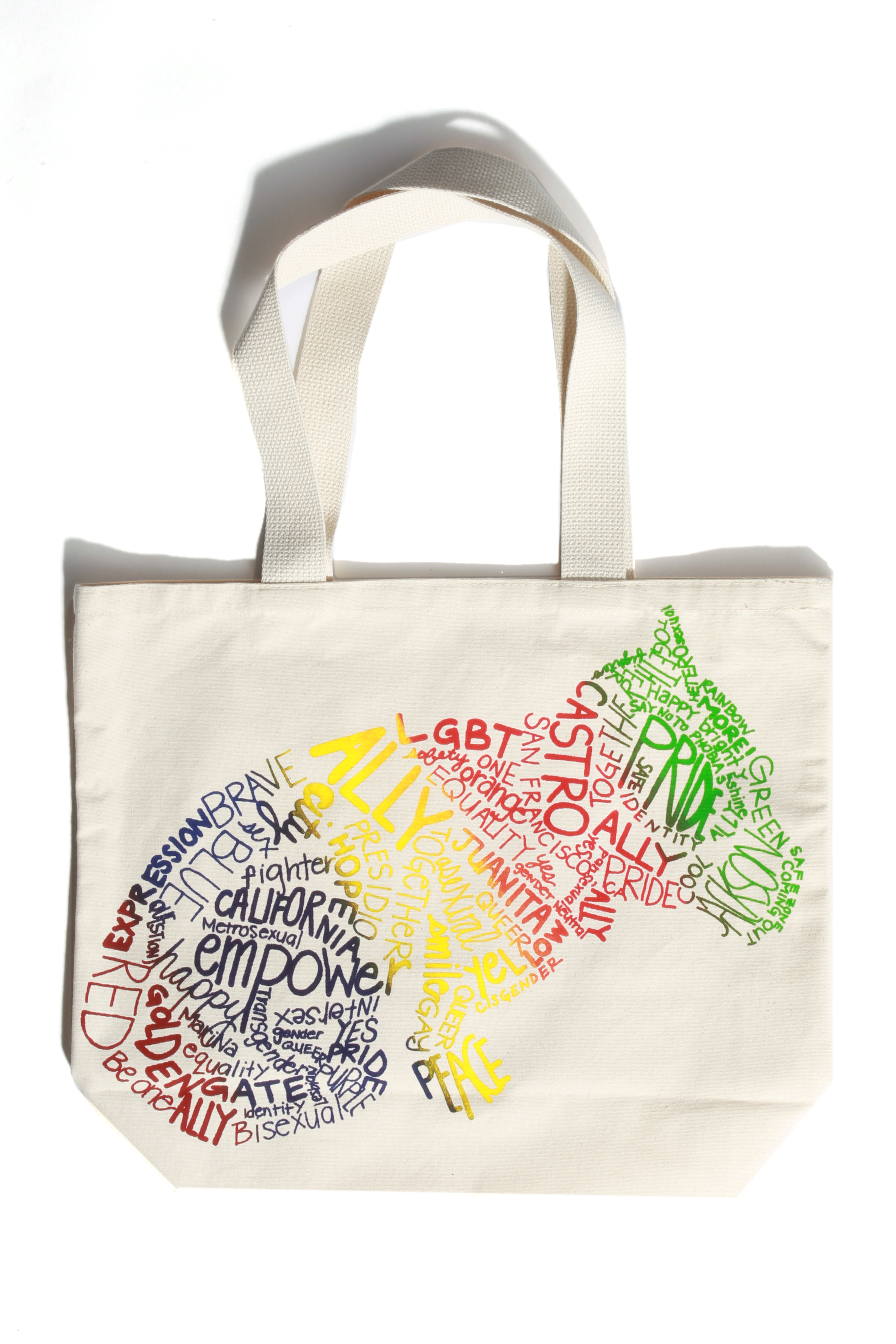 A tote design featuring Juanita MORE!'s dog, . Photo by Bob Toy.