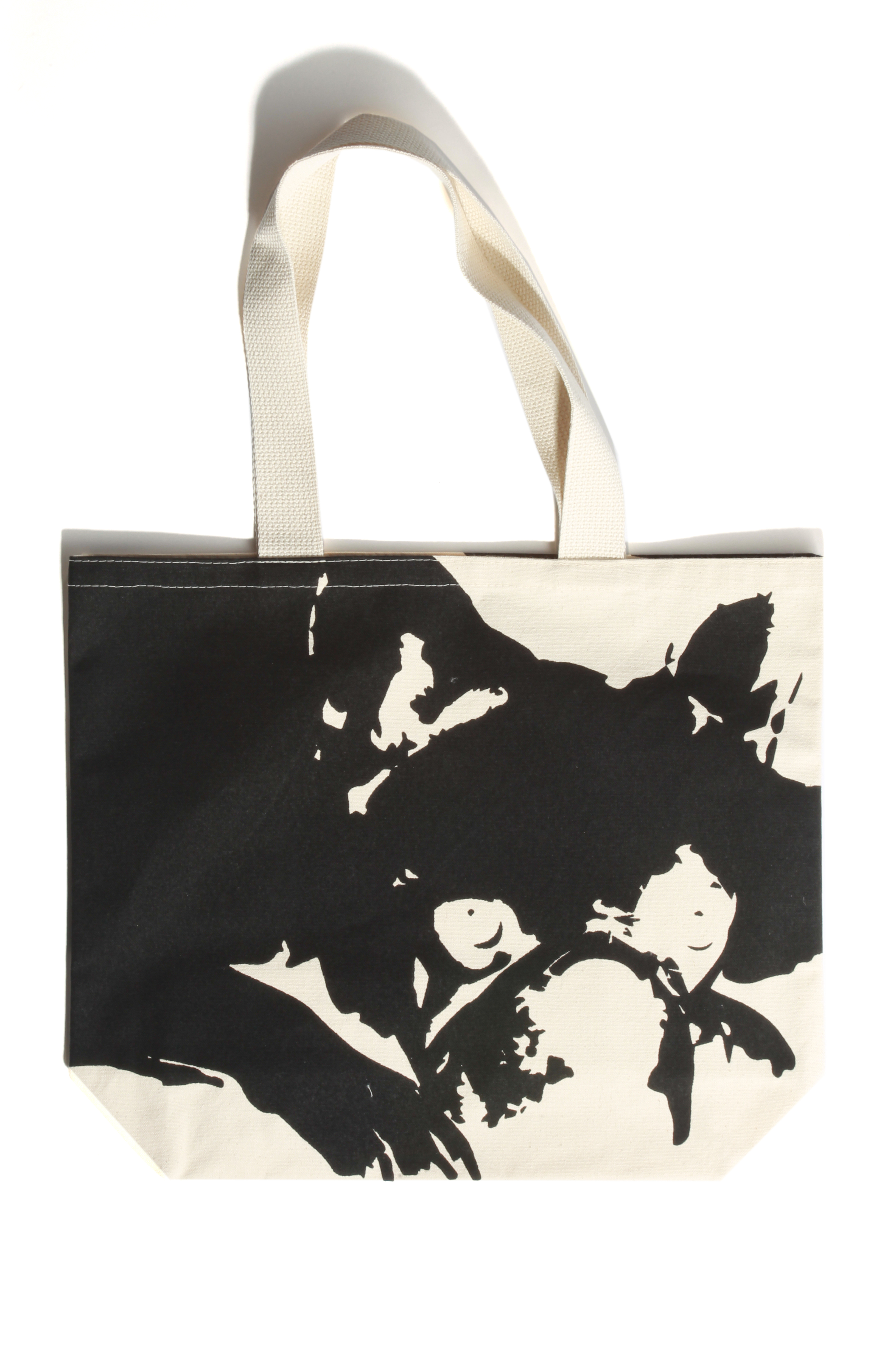 One of the tote designs featuring Juanita MORE!'s French Bulldog Jackson. Photo by Bob Toy.