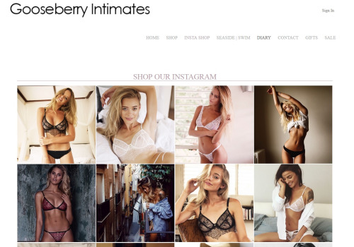 Gooseberry Intimates allows people to shop based on Instagram images. Image courtesy of Gooseberryintimates.com  