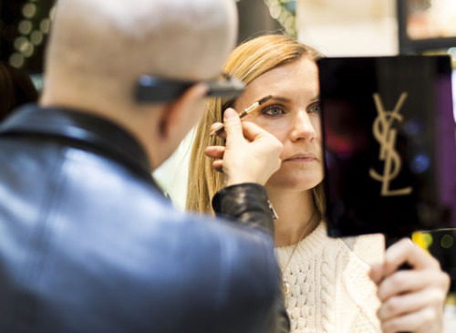 YSL makeup artists used the smart headsets to turn client sessions into video tutorials shot from their point of views; Image via Tumblr.com