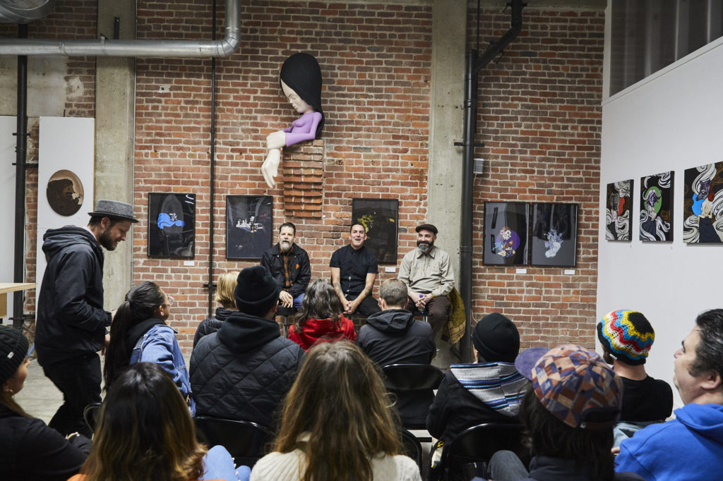 From left to right: Brian Flynn, Sam Flores, and Jeremy Fish at American Giant