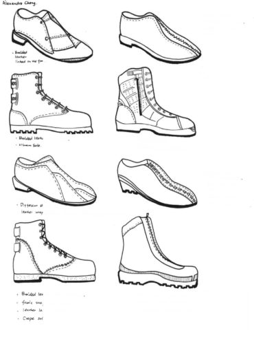 Footwear sketches by B.F.A. Fashion Styling student Alexandra Cheng