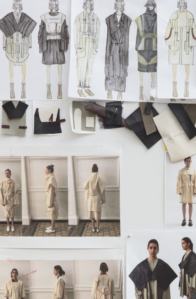 Moodboard for the graduate collection by Ying Jin, MFA Fashion Design. Photography by Danielle Rueda.