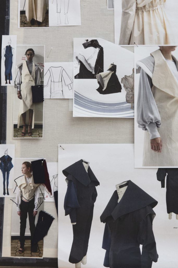 Moodboard for the collection by Yue Shen, MFA Fashion Design, and Mingyang Zhang, BFA Knitwear Design. Photography by Danielle Rueda 